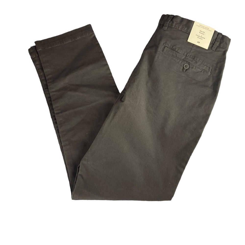 H&M Slim Fit Mens Slim Fit Stretch Gray Pants